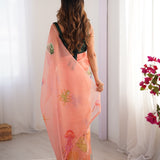 Peach Laxminam Oraganza Saree