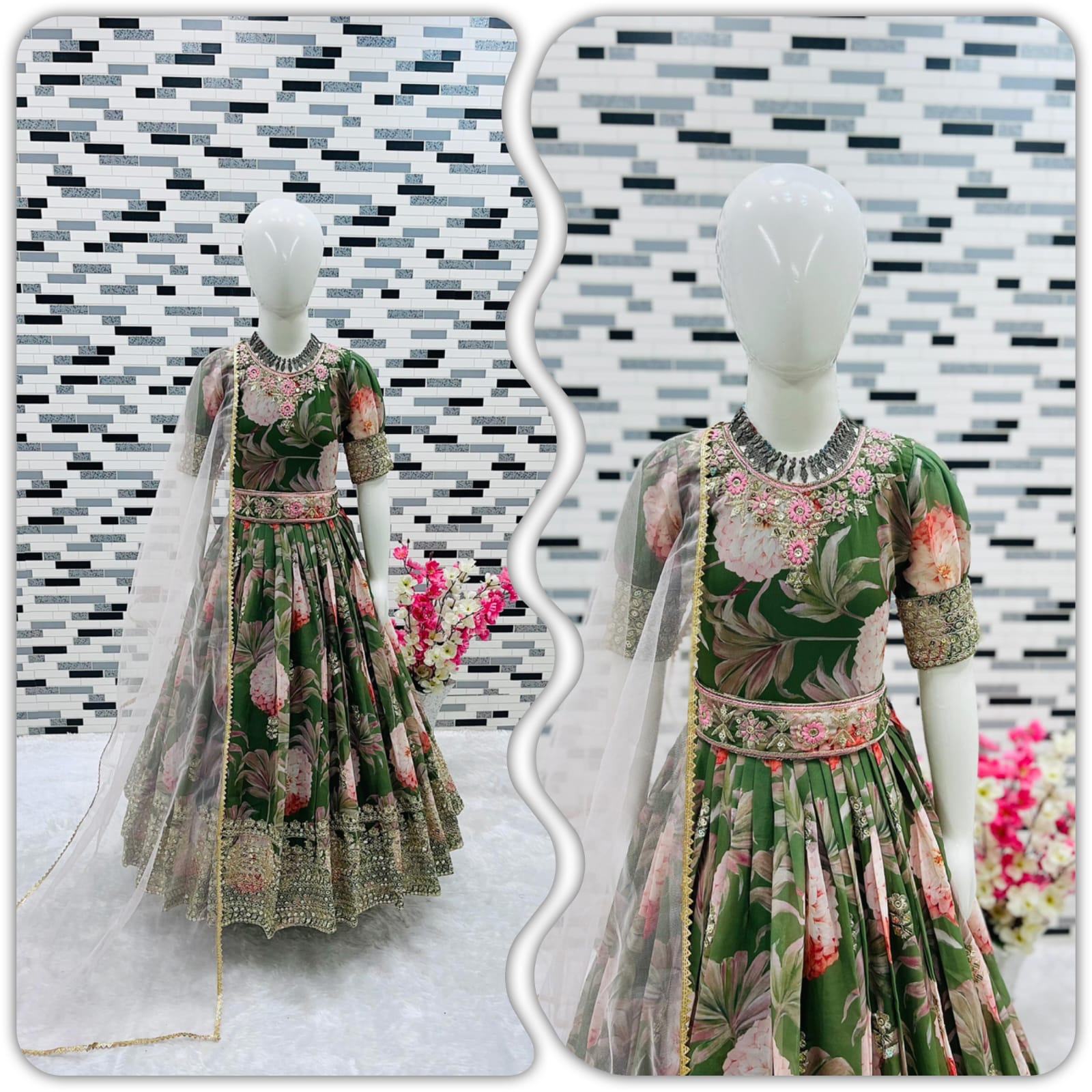 Kids Flower Printed Gown Collection