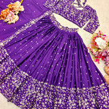 Violet Wedding Satin Silk Lehenga