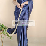 Beautifull Satin Saree With Lace Border