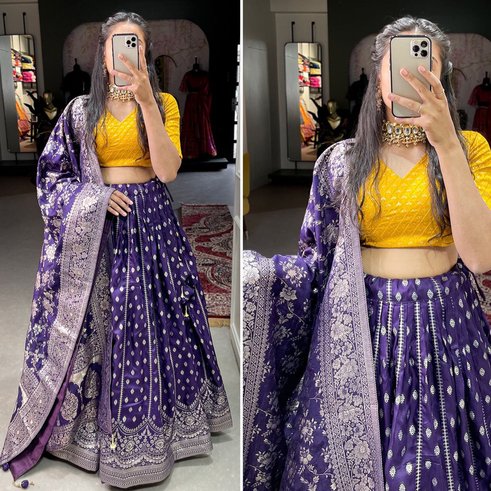 trendy designer viscose chanderi lehenga