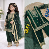 Royal Green Kids Silk Top Plazzo