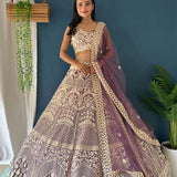 Purple Heavy Net Lehenga Choli