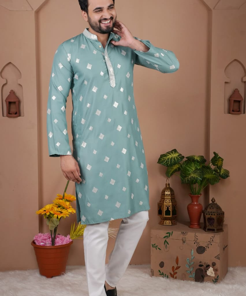 Festive Men's Embroidered Kurta