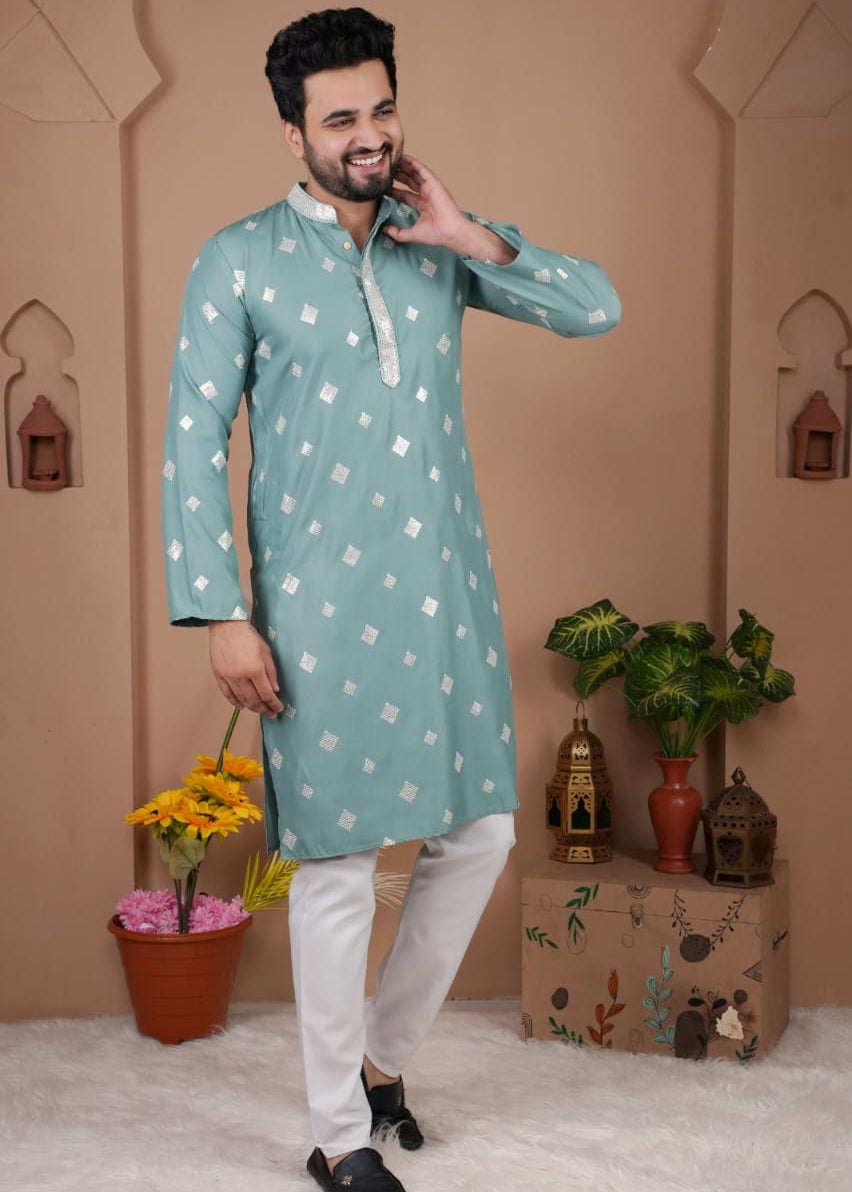 Festive Men's Embroidered Kurta