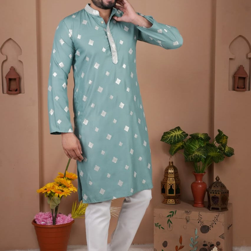 Festive Men's Embroidered Kurta
