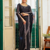 Black Wedding Satin Silk Saree