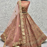 Dori Embroidered Bridla Net Crafted Designer Partywear Lehengacholi