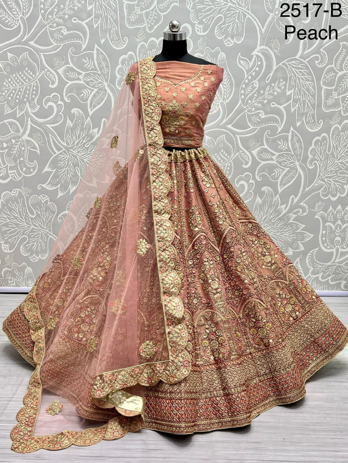 Dori Embroidered Bridla Net Crafted Designer Partywear Lehengacholi