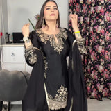 Black Wedding Look Top Plazzo