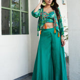 Classy Green Chinon Crop Top