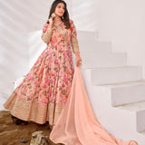 Designer Partywear Flower Printed Gown