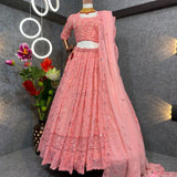 Gajri Pink  Party Wear Georgette Lehenga choli