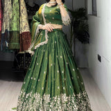 Classic Olive Green Vichitra Lehenga