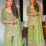 Trendy Embroidered Sharara Suit