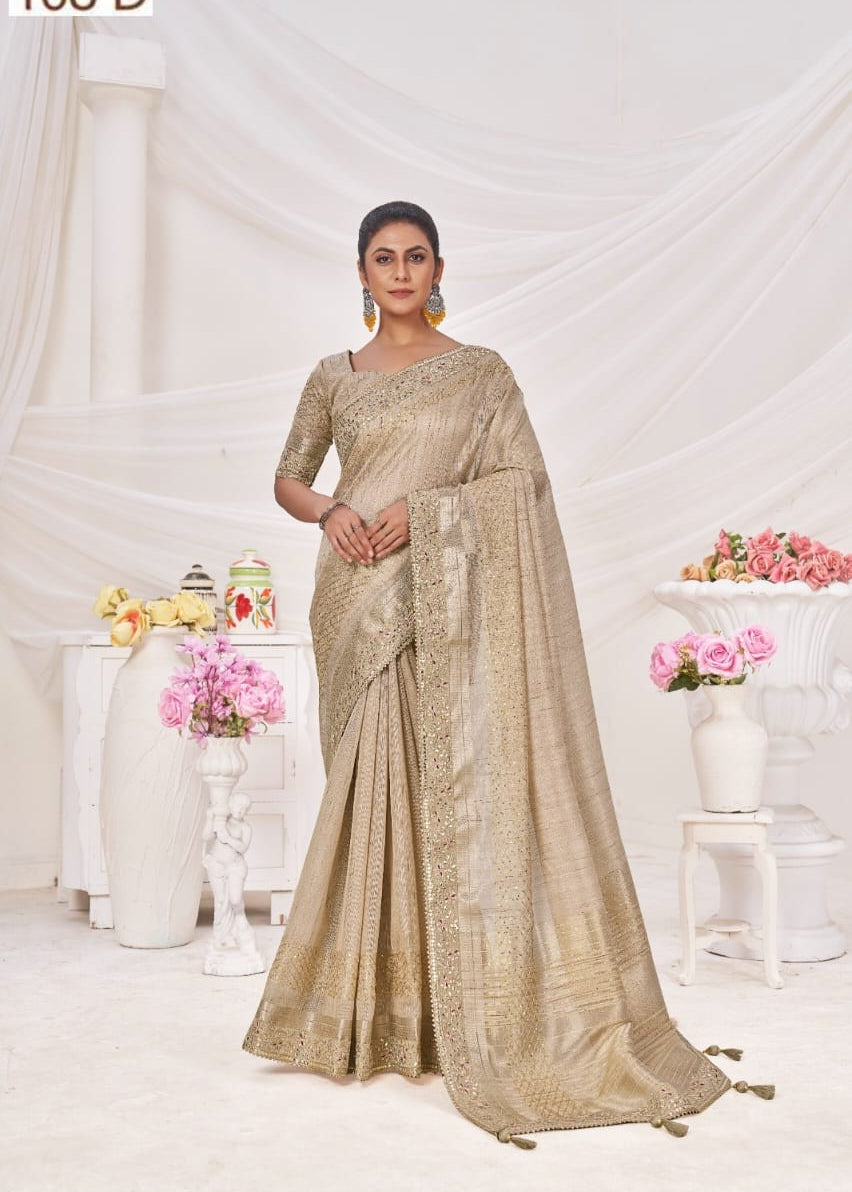 Sumitra Majestic Dyed Sequence Lining Saree