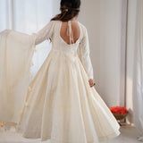 Off-white Cotton Thread Work Suit