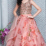 Trending Fancy Style Digital Print With Beautiful Kids Lehenga