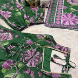 Glamour Green Floral Print Suit