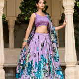 Floral Printed Silk Lehenga Choli