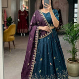 Ananya Teal Blue Embroidered Lehenga