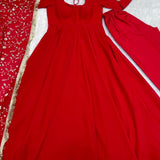 PRESENTING NEW RED GEORGETTE GOWN DUPPTA