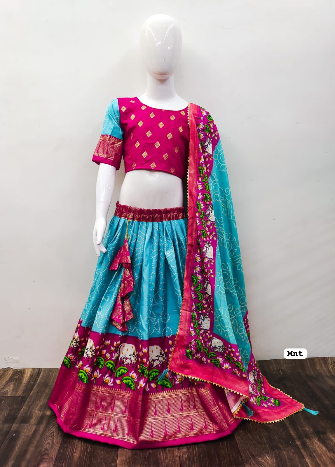 New Trending Zari Foil-Work Kalamkari Silk Stitched Lahenga Choli