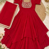 Keshavi Red Net Anarkali Gown