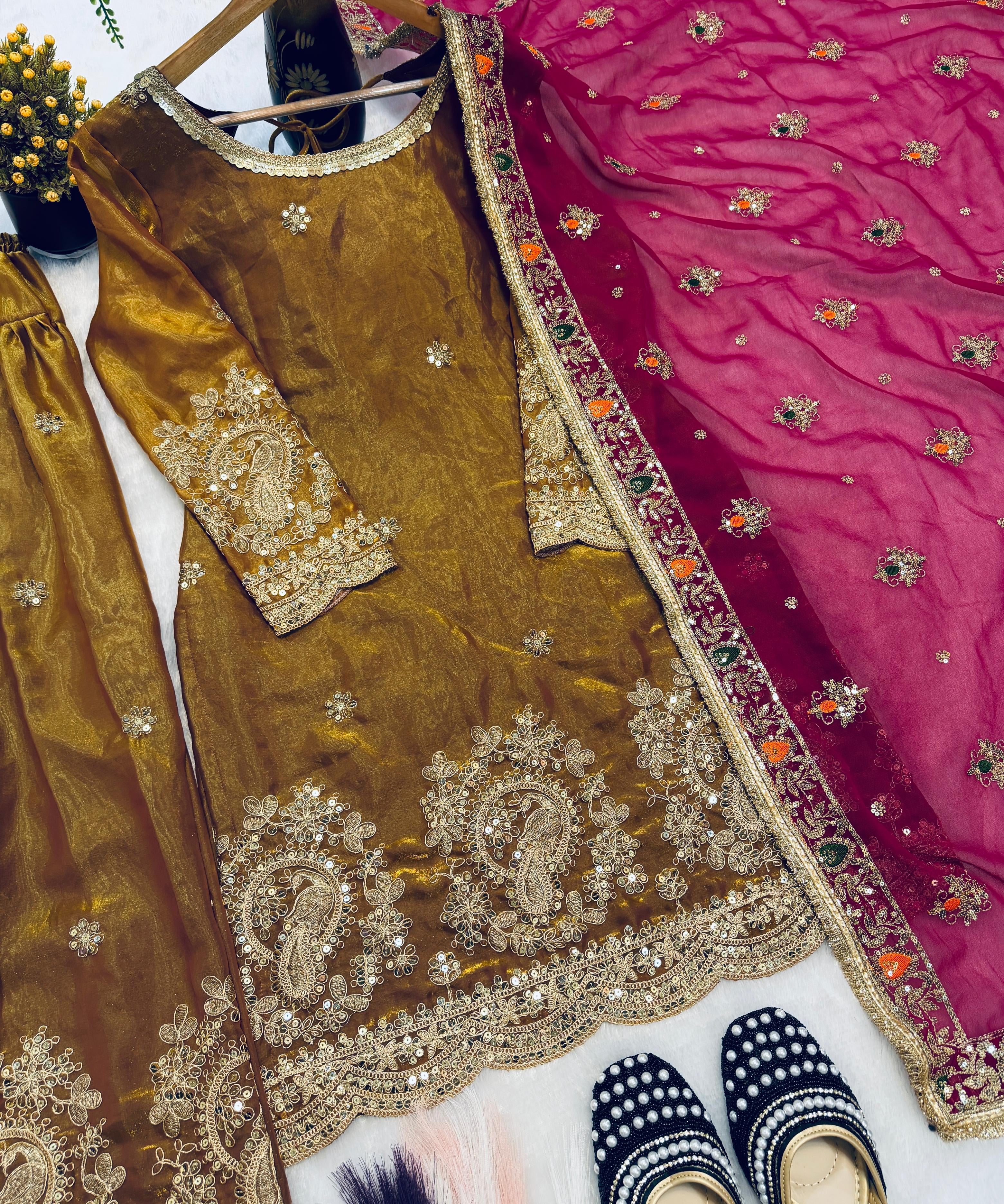 Designer Panjabi Style Top Farshi Salwar