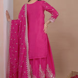 Designer Embroidered Pink Top Sharara