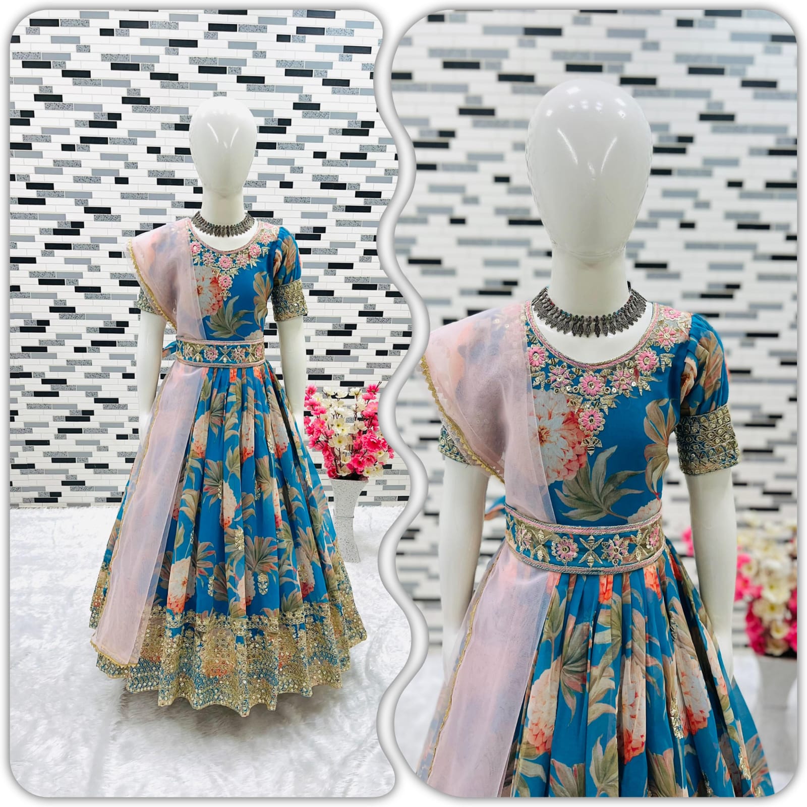 Kids Flower Printed Gown Collection