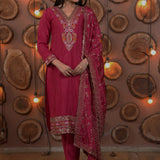 Designer Embroidered Chinon Suit