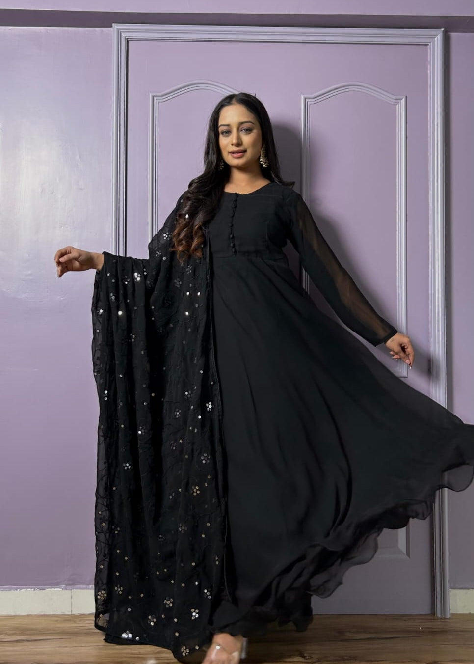 Black Georgette Anarkali Suit Collection