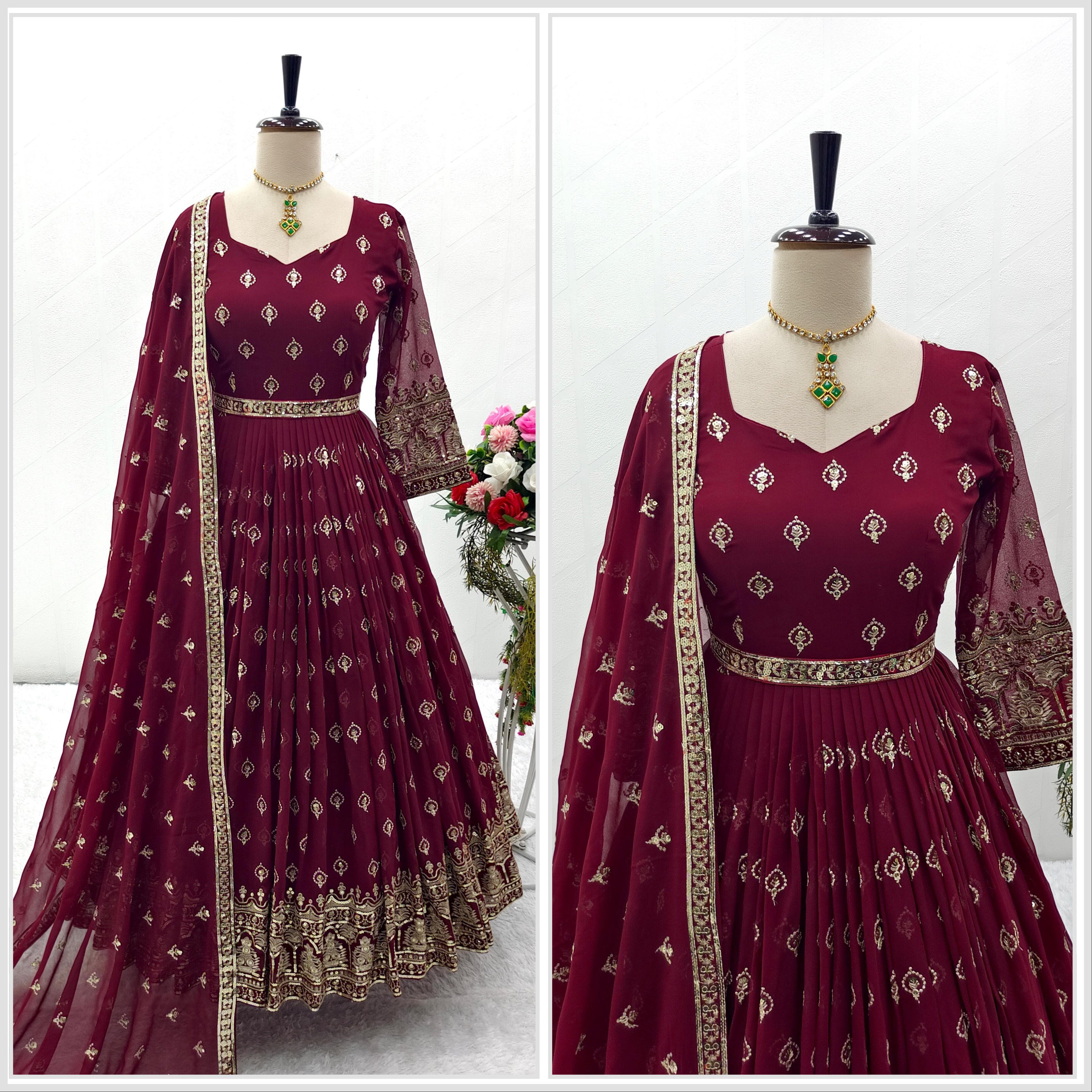 Maroon Designer Anarkali Gown