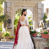 Classy White Vichitra Silk Lehenga