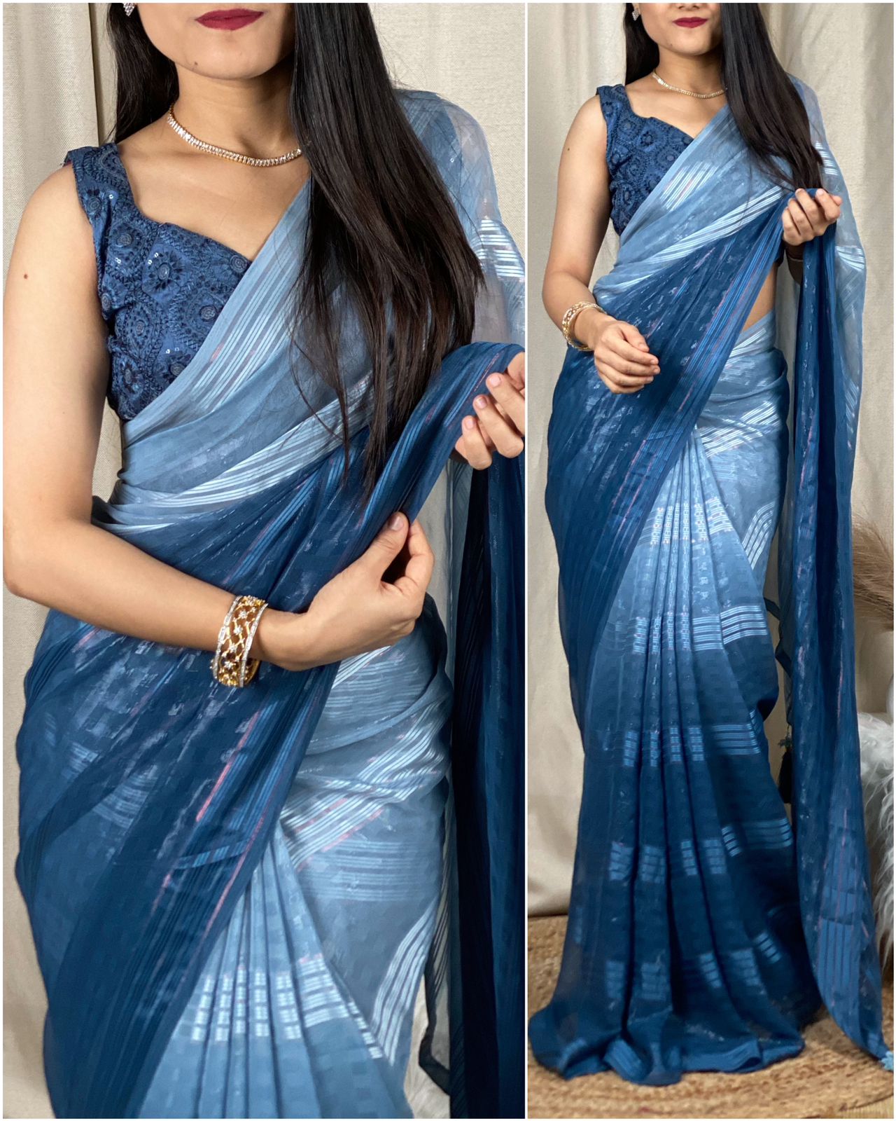 Rustic Glamour Sparkle georgette Saree