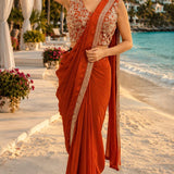 Classic Beads Work Ready To Wear Saree