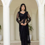 Black Heavy Nylon Net Saree