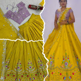 Yellowish Pithi Chinon Lehenga