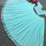 Light Cyan Colour Embroidered Attractive Party Wear Silk Lehenga choli