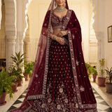 Luxury Bridal Velvet Embroidered Lehenga