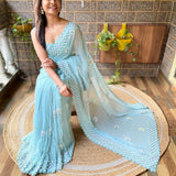 Presenting Most Beautiful Crush Seqwance Georgette Saree