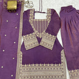 Purple Fresh Look Straight Suit