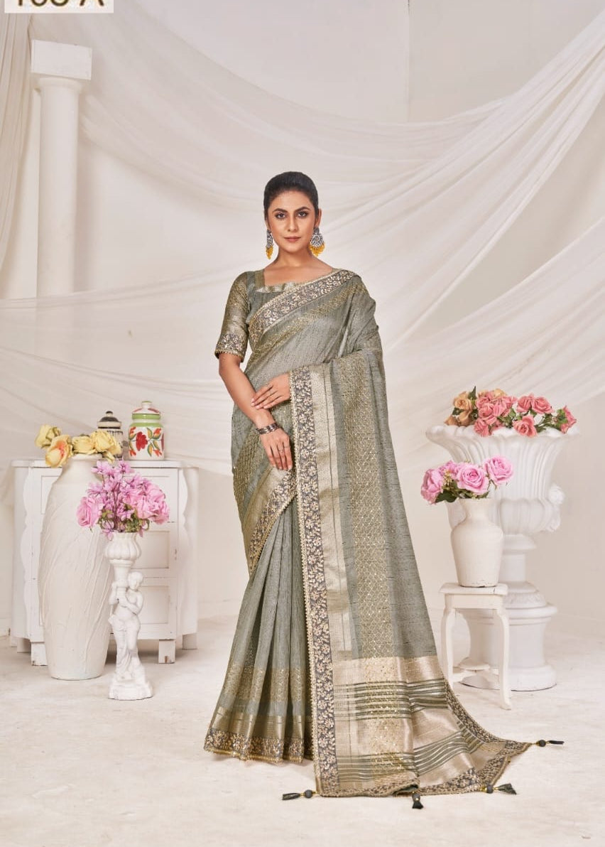 Sumitra Majestic Dyed Sequence Lining Saree