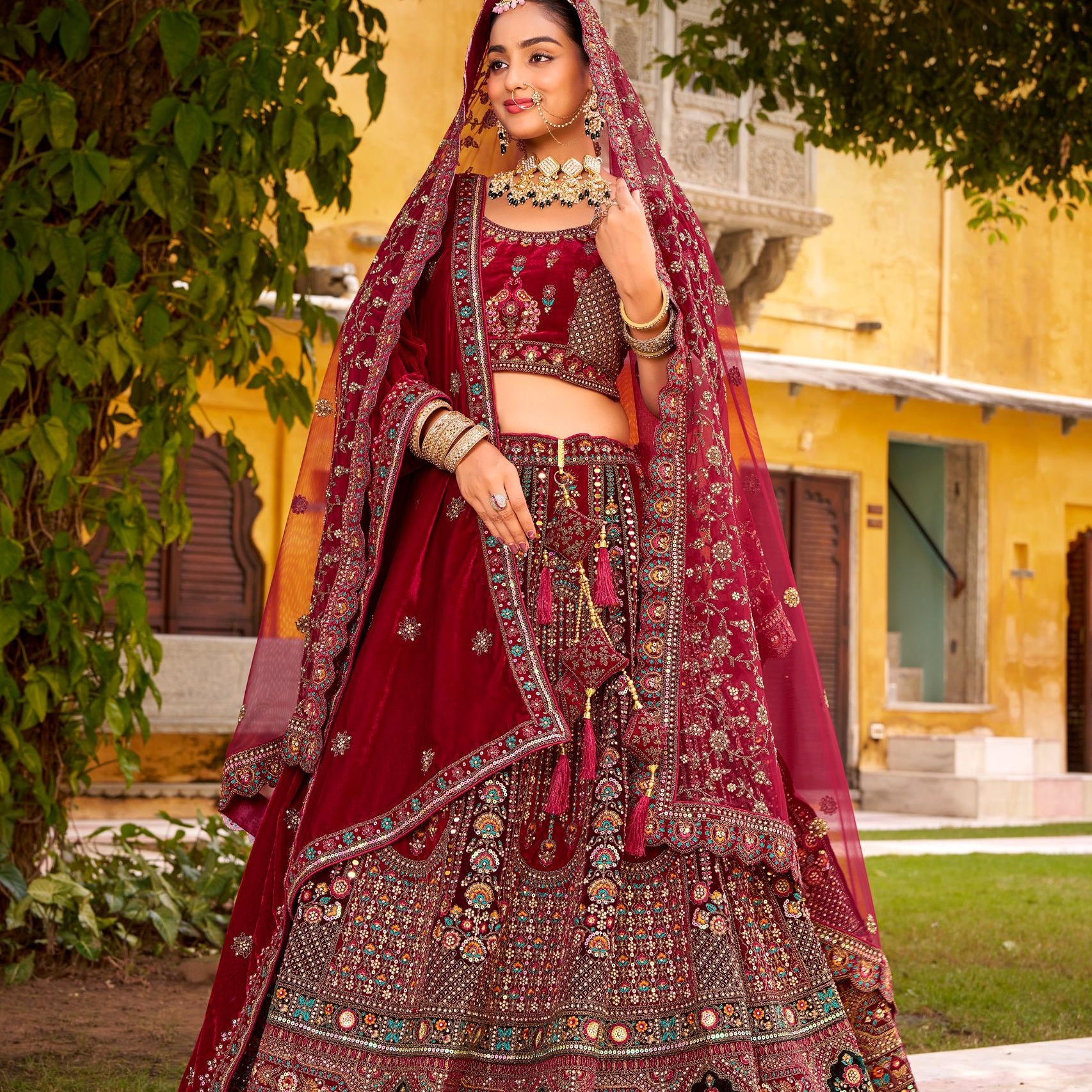 Lavish Bridal Wedding Velvet Lehenga