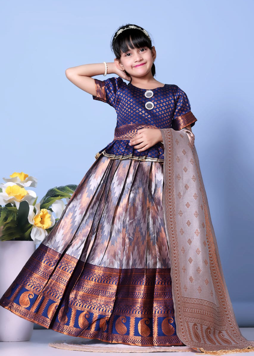 Traditional Zig Zag Kids Lehenga