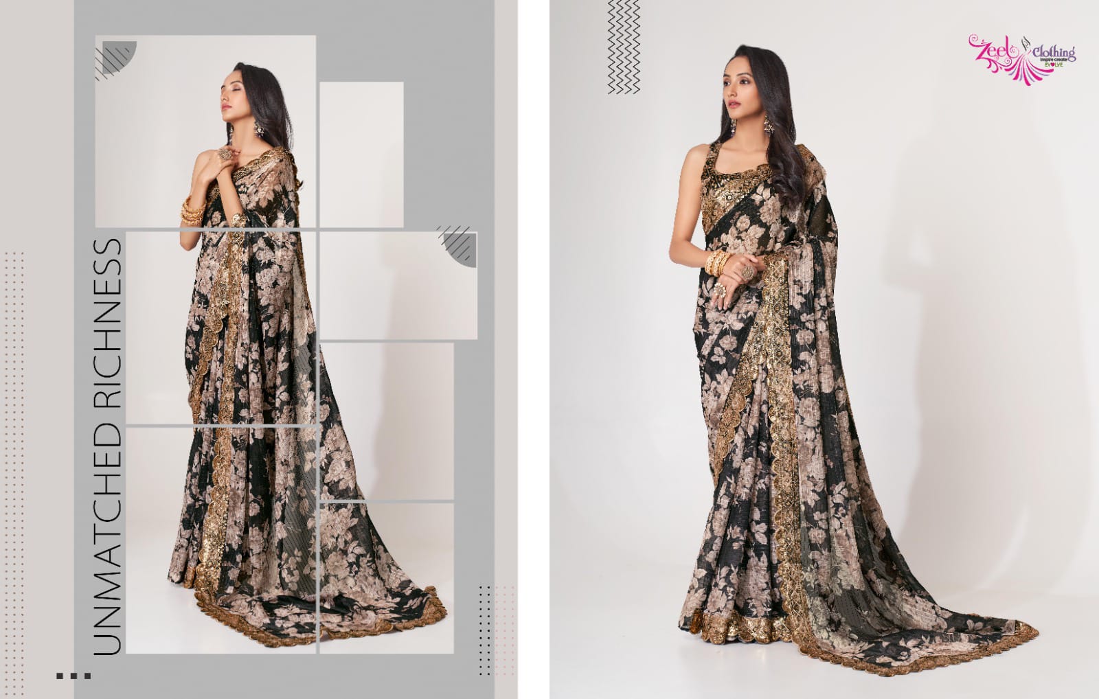 Premium Oranganza flower saree