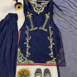 Dark Blue Pakistani Straight Suit