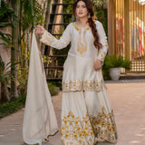 White Heavy Top Sharara Collection