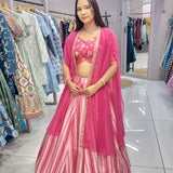 Pink Slub Silk Lehenga Choli